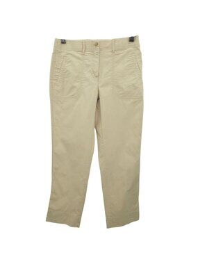 Chicos Pants Womens Size 2 Beige Khaki Crop Ankle Cotton Blend Casual Trousers